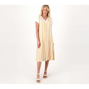 Women Control Women's Dress Sz M Button Front Maxi Vest Tee Set Brown A603270